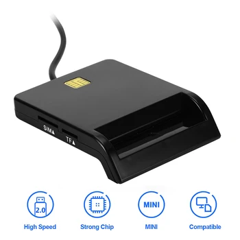 Nešiojamų Universalus USB 2.0 Smart Card Reader Banko Kortele CAC IC ID SIM DNIE BANKOMATŲ Kortelių skaitytuvų, už 