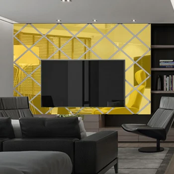 Individualų spalvinga Savarankiškai laikytis Akrilo 3D Stereo Sienos Veidrodis lipdukas Apdailos Kūrybos Salė namų dekoro sidabriškai aukso diamon