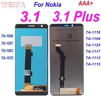 AAA+ LCD Nokia 3.1 LCD TP-1049 TA-1057 Ekranas Jutiklinis Ekranas skaitmeninis keitiklis Asamblėjos, Skirtos 