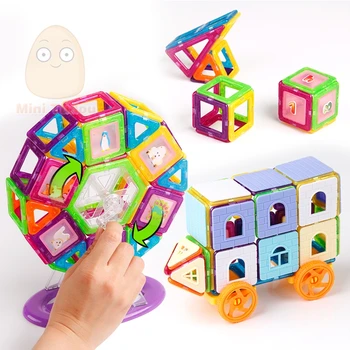 72-134PCS Mini Magnetiniai Blokai Magnetai Žaidimas Trikampis Kvadratinių Plytų Dizaineris Apšviesti Plytų Magnetiniai Žaislai, Lipdukai Dovanų