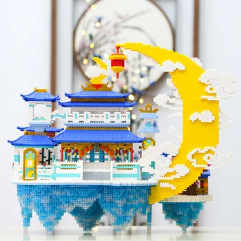8008pcs+ Moon Palace Mini Blokai Kinijos Kultūra Architektūra, 3D Modelį YZ080 Micro Diamond Plytų Žaislai Vaikas Dovana