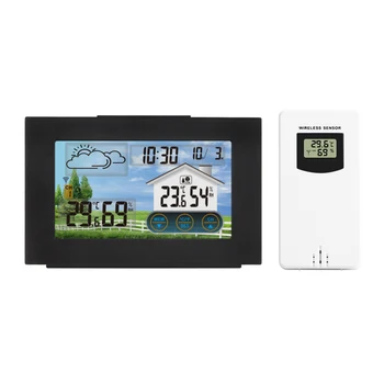 Skaitmeninis LCD Belaidė Oro Stotis Jutiklio Termometras su Drėgmėmačiu USB Lauko/Patalpų Prognozė Jutiklis Laikrodžio Apšvietimas