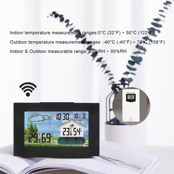 Skaitmeninis LCD Belaidė Oro Stotis Jutiklio Termometras su Drėgmėmačiu USB Lauko/Patalpų Prognozė Jutiklis Laikrodžio Apšvietimas