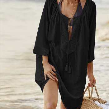 Moterims, Elegantiška Tunika Vintage Paplūdimio Suknelė Bikini Padengti Iki Medvilnės 2019 M. Vasaros Suknelės Bohemian Suknelės Vasaros Suknelė Vestidos