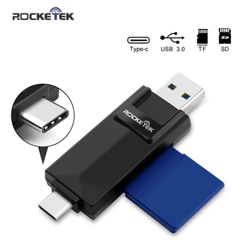 Rocketek tipas-c usb 3.0 otg telefono modelis c multi 2 in 1 atminties kortelių skaitytuvą, 5Gbps adapteris SD/TF micro SD kompiuterių priedai.