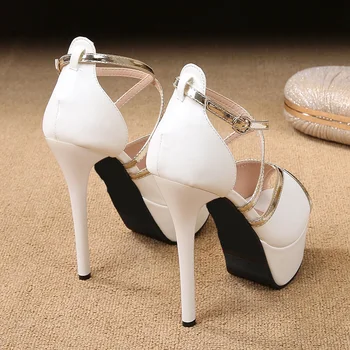 Peep Toe Platforma, kulniukai Siurbliai Moterų Batai 2020 m. moteris aukštakulnius sandalus vestuvių batai Sandalia Feminina 14 CM kulniukai