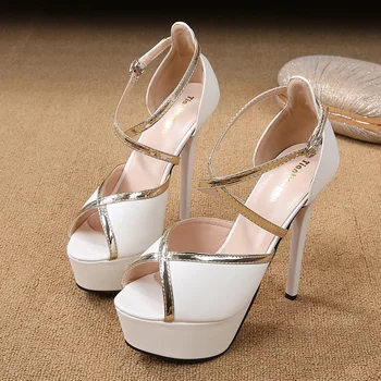 Peep Toe Platforma, kulniukai Siurbliai Moterų Batai 2020 m. moteris aukštakulnius sandalus vestuvių batai Sandalia Feminina 14 CM kulniukai