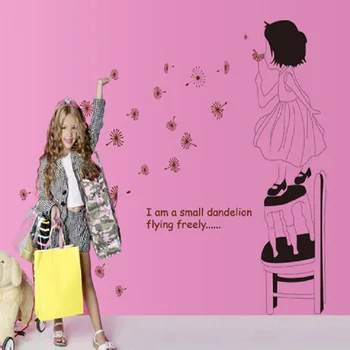 Animacinių filmų kiaulpienių mergina romantiška dekoravimas sienų lipdukai vaikų, miegamojo, svetainės augalų Dekoratyvinės Dailės Freskos