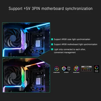 5V RGB 3pin PC motininę Plokštę LED Šviesos Juostelės 5050 RGB PC Kompiuterio Atveju Dekoro, RGB pagrindinės Plokštės Valdymo Skydo Keisti Spalvas
