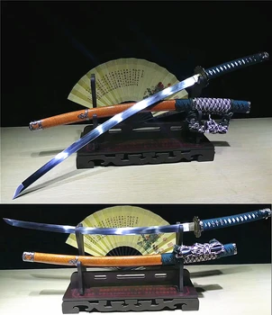 Rankų darbo Japonijos Tachi Samurajų Kardas Katana 1060Hig Anglies Plieno Nr. Bo-hi Hamon Ašmenys Full Tang Gali Sumažinti Bambuko