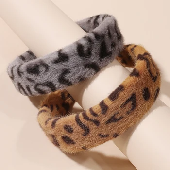 Leopardas Ekrano Užsklandą Minkštas Pliušinis Pločio Kaspinai Moterų, Mergaičių Korėjos Plaukų Aksesuarai, Plaukų Juostos Kalėdų Dovanų Šalis