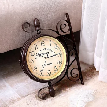 KARŠTO Naujas Watch Laikrodis Sieninis Laikrodis Europos Retro Stiliaus Novatoriškų Mados Dvipusis Modernaus Dizaino Pramonės Amžiaus Stiliaus Kambarys Meno