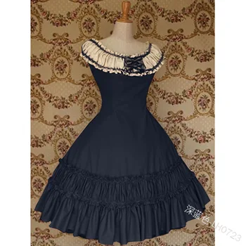 Viduramžių rūmuose saldus lolita suknelė vintage falbala bowknot o-kaklo aukštos juosmens viktorijos suknelė kawaii girl gothic lolita jsk cos