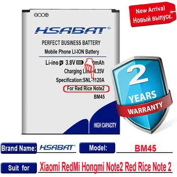 HSABAT 4900mAh Originalios Baterijos BM45 Už Xiaomi RedMi 2 Pastaba Bateria Hongmi Raudonųjų Ryžių Note2 Pakeitimo Mobiliojo Telefono Baterija