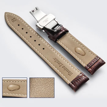 Naujas Aukštos kokybės natūralios odos watchband 16MM 18mm 19mm 20mm 21mm 22mm odos dirželis Tissot laikrodis su lankstymo sagtimi
