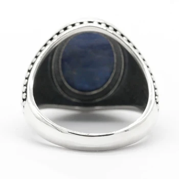 Naujas natūralaus akmens žiedas vyrams 925 sterlingas sidabro kianitas antikvariniai laimingas žiedas, moterų, vyrų, turkijos papuošalų