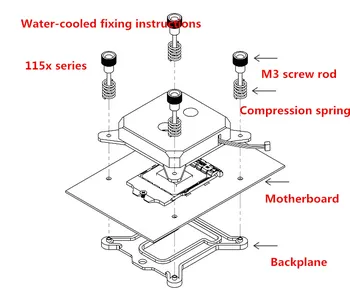 CPU aliuminio lydinio vandens aušinimo galvos pavasario varžtas M3 M4 115X 1366 2011 pin vandens aušinimo aksesuarai