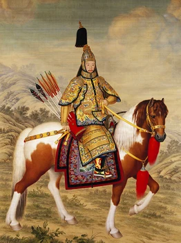 Drobė spausdinama Kinų stiliaus tradicinės tapybos reprodukcijos milžinišką plakatą imperatorius Qianlong medžioklės portretas paveiksl