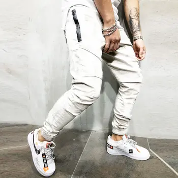Pieštuku Kelnes Poilsiu Sweatpants Mens Hip-Hop Kietas Slim Kelnės Rudens-Žiemos Vyrų Atsitiktinis Mados Streetwear Medvilnės Trackpants