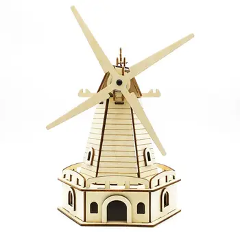 3D Sumontuotos Medinės Dėlionės Saulės Energija Varomas vėjo malūnas Dėlionės modelių Kūrimo Rinkinių, skirtų Suaugusiųjų Švietimo Žaislas Vaikams