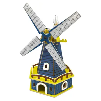 3D Sumontuotos Medinės Dėlionės Saulės Energija Varomas vėjo malūnas Dėlionės modelių Kūrimo Rinkinių, skirtų Suaugusiųjų Švietimo Žaislas Vaikams