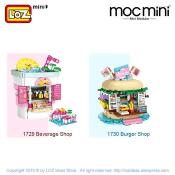 LOZ Mini Blokai Pramogų Parkas Gėrimų Parduotuvė Burger Shop Modelis Pramogų Blokai Vaikas Dovana Plastikiniai Pastato Blokus, Žaislai Vaikams