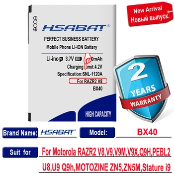 Originalus HSABAT 1200mAh Baterija BX40 Motorola RAZR2 V8,V9,V9M,V9X,Q9H,PEBL2 U8,U9 Q9h,MOTOZINE ZN5,ZN5M,Ūgio i9