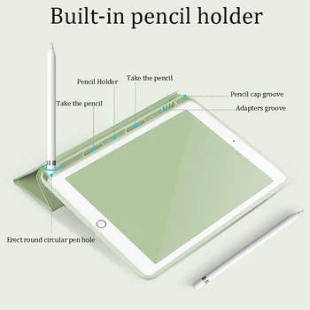 IPad 2019 Mini 5 10.2 Oro 3 10.5 2018 9.7 6th Gen Smart Case su pieštukas Turėtojas iPad 
