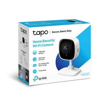 TP-LINK Tapo C100, belaidžių apsaugos kamera, naktinis matymas, judesio aptikimas, 1080p vaizdo, garso ir šviesos signalizacija