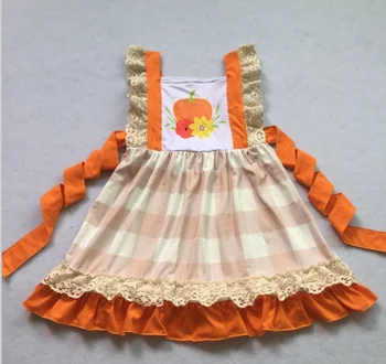 Naujas modelis moliūgų rudenį orange vaikas mergina pynimas suknelė 88