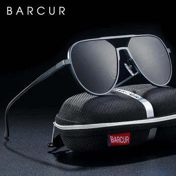 BARCUR Negabaritinių Aliuminio Akiniai nuo saulės Vyrams Poliarizuota Tendencijos Stilius Saulės akiniai Vyrų Anti-Reflective oculos Su Dovanų Dėžutė