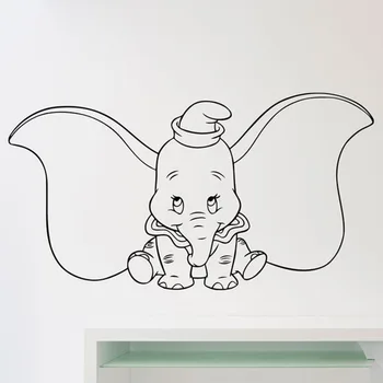 Dumbo Dramblys Sienos Lipdukas Animacinių Filmų Big Ear Gyvūnų Vinilo Sienos Lipdukas, Vaikų, Miegamojo, Vaikų Darželio Patalpos Interjero Meno Dekoro Mielas Freskos S428