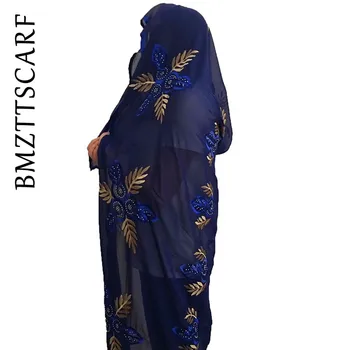 Naują Afrikos, šalikai, šaliai, kaklaskarės musulmonų siuvinėjimo moterys didelis šifono skara už skaros apsiaustas skarelė gražus dizaineris šalikas BM439