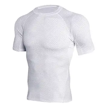 Naujas suspaudimo marškinėliai vyrams, fitneso salė, sporto marškinėliai veikia marškinėliai bėrimas apsaugas vyrų viršūnes trumpas rankovės marškinėliai greitas džiovinimas vyras