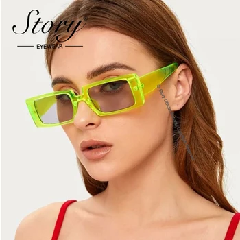 Istorija derliaus žalias stačiakampis, akiniai nuo saulės moterims, vyrams, prekės ženklo dizainerė mados Leopard aikštėje saulės akiniai gafas de sol mujer S77134H