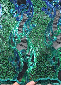 Žalia Blizgančiais Tiulio Nėrinių Afrikos Nėrinių Audinio 2020 Gražus Aukštos Kokybės prancūzų Akies Audiniai, Nėriniai 5 Metrų Vestuvių suknelė
