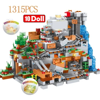 1315PCS Suderinama Mano Pasaulis Blokai Kalnų Oloje Kaime Duomenys Miestą Mine Modulis Plytų Žaislai Vaikams Kalėdų