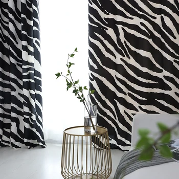 Mados Juoda ir Balta Dryžuotas Zebras Modelio Langų Užuolaidas Kambarį Sodrus Dekoro Paprasta Šiuolaikinių Animacinių filmų Leopard Užuolaidos