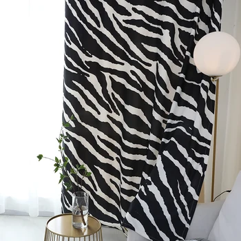 Mados Juoda ir Balta Dryžuotas Zebras Modelio Langų Užuolaidas Kambarį Sodrus Dekoro Paprasta Šiuolaikinių Animacinių filmų Leopard Užuolaidos