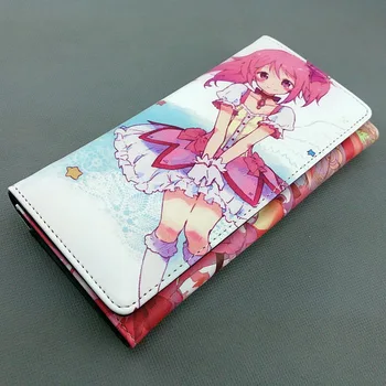 Ilgai stiliaus PU piniginė su spalvinga spausdinti Anime Puella Magi Madoka Magica Madoka Kaname