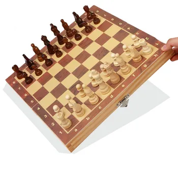 Mediniai Magnetiniai Šachmatai Nustatyti Aukštos Klasės Šeimos Žaidimas Lankstymo Tikrintuvas Valdybos Medžio masyvo Vienetų Dėlionės Žaidimai Šachmatai 29*29 CM šachmatų lenta
