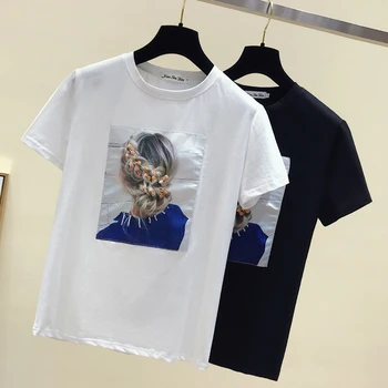 Mados spausdinimo Tshirts moterų Viršūnių vasaros trumpomis rankovėmis Zawalcowany marškinėliai Topai marškinėliai 2020 atsitiktinis Moterų T-shirt O-kaklo marškinėliai
