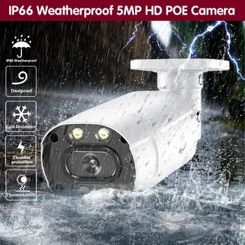 H. 265 VAIZDO Kameros Apsaugos Sistemos Komplektas, 16ch POE 5MP NVR 4K Lauko HD Spalvos Naktinio Matymo IP kamerų Vaizdo Stebėjimo Sistemos Komplektas