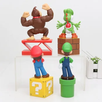 13cm 4 stilius Super Bros Veiksmų Skaičius, Modelis Žaislas Donkey Kong Yoshi PVC lėlės, Žaislai