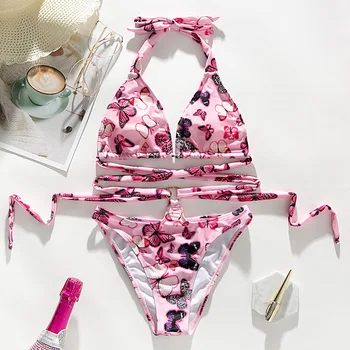 Be-X Seksualus drugelis top Aukštos juosmens bikini 2020 m. moteris derliaus meilės maudymosi kostiumėliai moterims, maudymosi kostiumėlį String bikini komplektas Push up maudymosi kostiumas