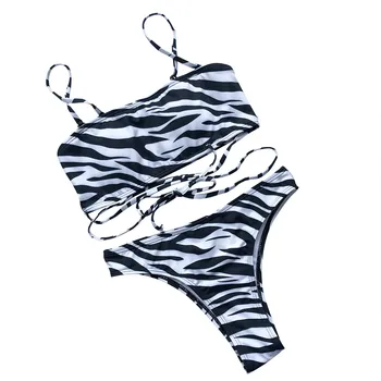 Ilgomis Rankovėmis maudymosi Kostiumėliai, Moterų Bikini Spausdinti Nustatyti maudymosi kostiumėlį Trijų dalių Užpildytas Liemenėlė Tvarstis maudymosi Kostiumėliai, Zebras Spausdinti Paplūdimio Seksualus 20Ja30