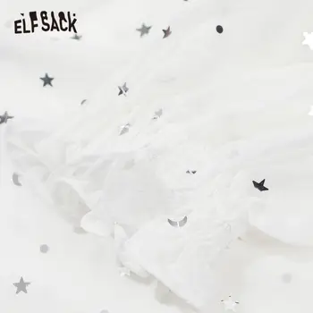 ELFSACK Balta Kieta medžiaga, Priešingai nei Blizgančiais Atsitiktinis Šifono Palaidinė Moterų 2020 M. Vasarą ELF Žalia Žr.-Per korėjos Ponios Dienos Topai