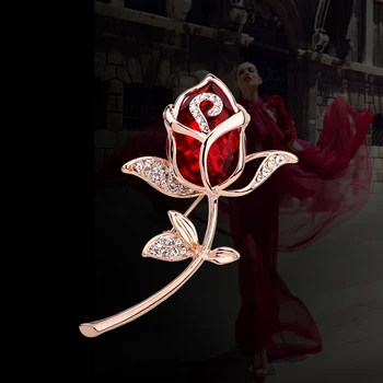 2016 Elegantiškas Rožių kalnų krištolas Sagė Pin,Aukščiausios Kokybės AAA Granatas Sagė Šalikas Sagtis,Padengti Rose Gold Sages Moterims Broaches