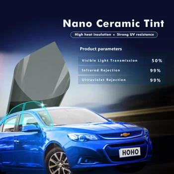 0.5x3m 50% VLT 4mil Šilumos Mažinimo UV Įrodymas, Saulės atspalvio Nano Keramikos langų plėvelė Automobilių Lipdukas