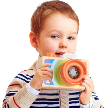 Toy Kamera Mielas Animacinių filmų Kūdikio Medinių Žaislų Vaikams Kūrybos Kaklo Fotoaparatą Fotografijos Prop Apdailos Vaikai Žaidžia Namuose Įrankis MZ198